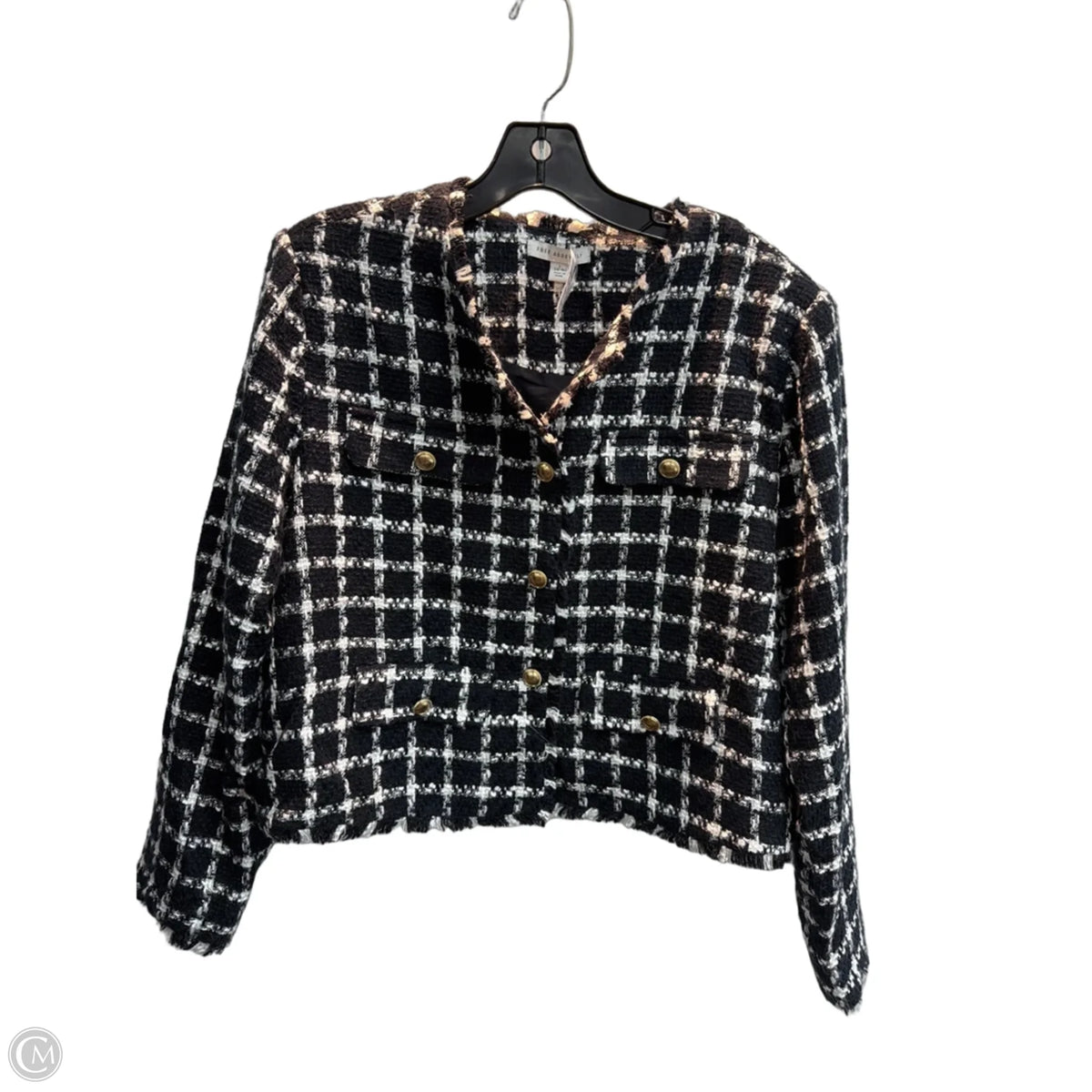 Jacket Puffer & Quilted By Free Assembly In Checkered Pattern, Size: L