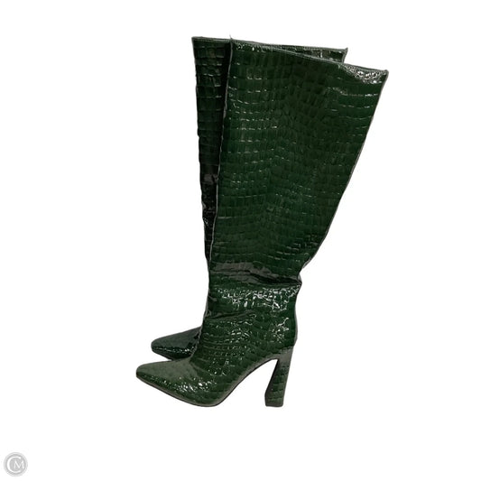 Boots Knee Heels By Clothes Mentor In Green, Size: 8