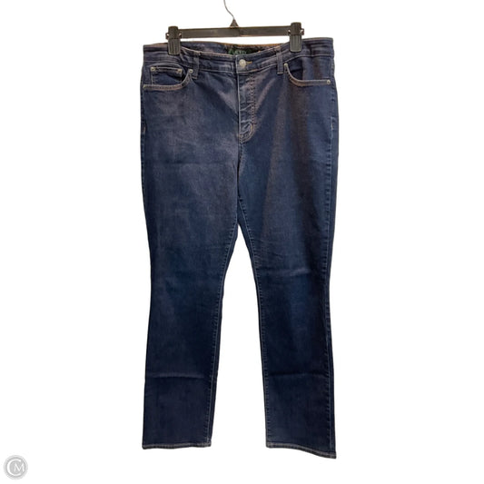 Jeans Straight By Lauren By Ralph Lauren In Blue Denim, Size: 14