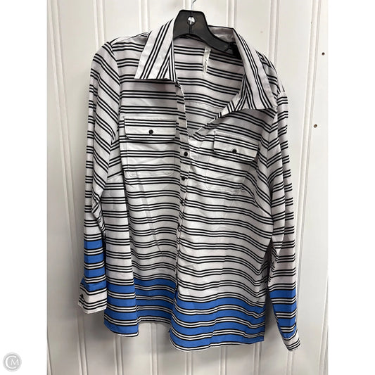 Blouse Long Sleeve By Ny Collection In Striped Pattern, Size: 2x