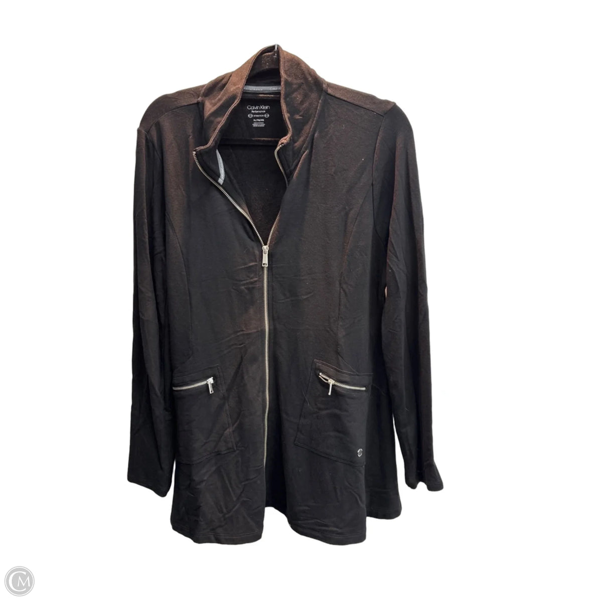 Athletic Jacket By Calvin Klein In Black, Size: Xl