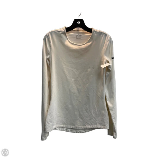 Athletic Top Long Sleeve Collar By Nike In White, Size: M