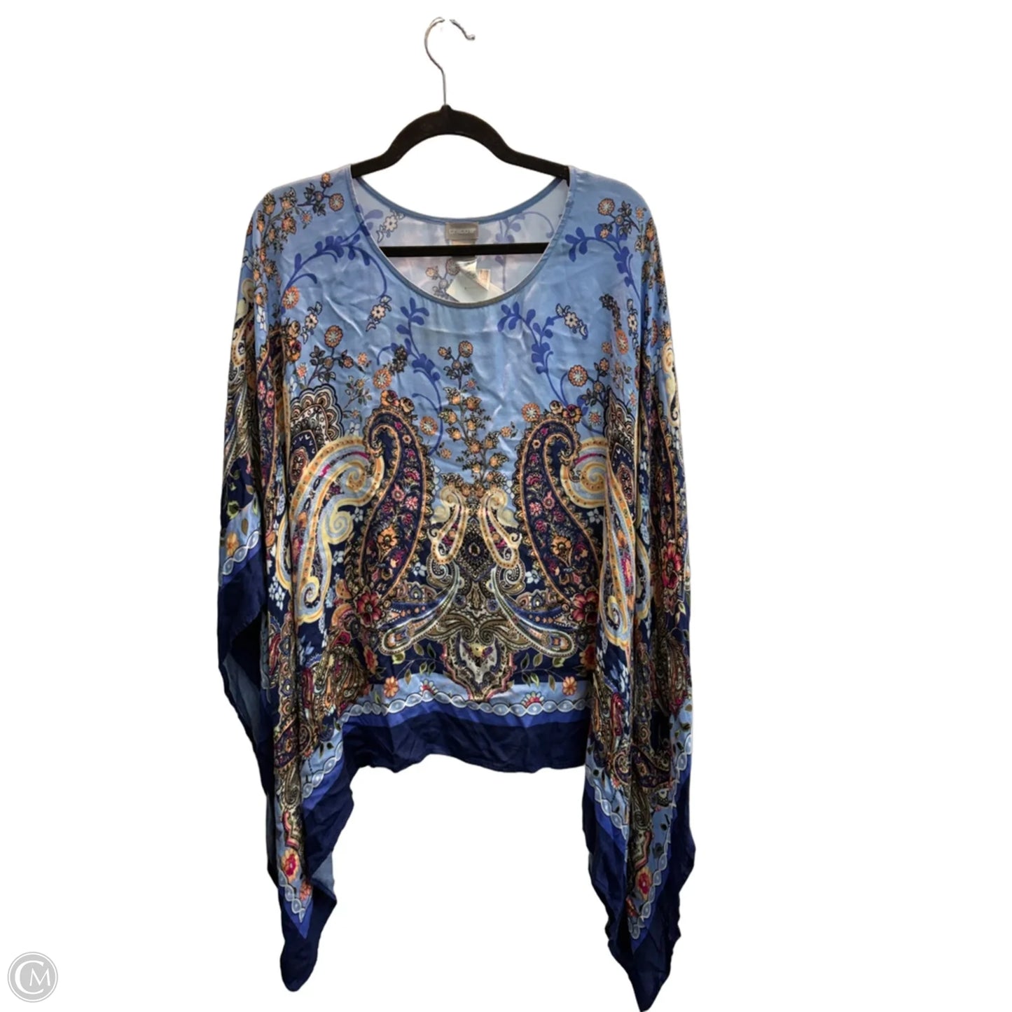 Poncho By Chicos In Blue, Size: Osfm