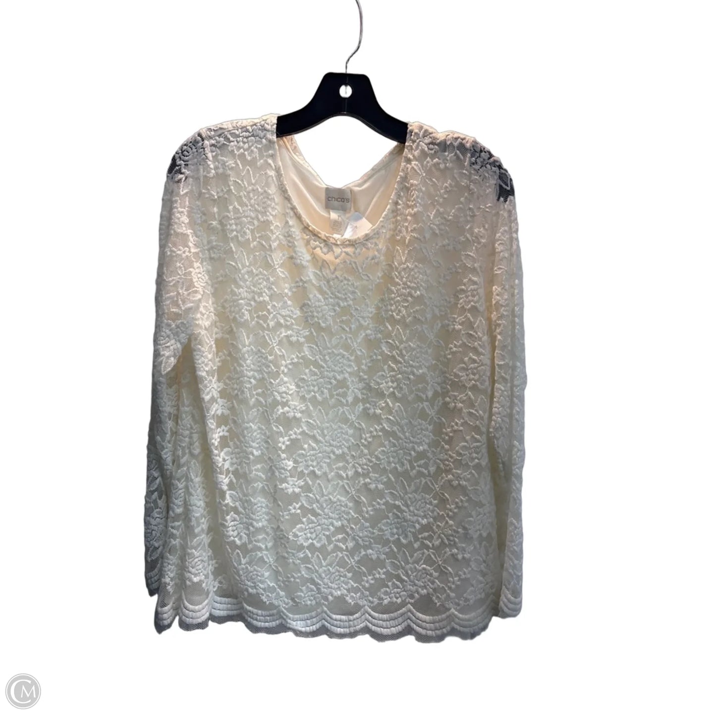 Top Long Sleeve By Chicos In Cream, Size: M