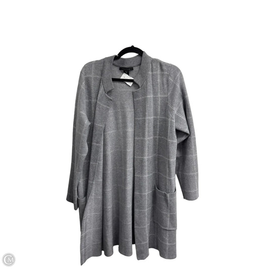 Sweater Cardigan By Tahari In Grey, Size: Xl