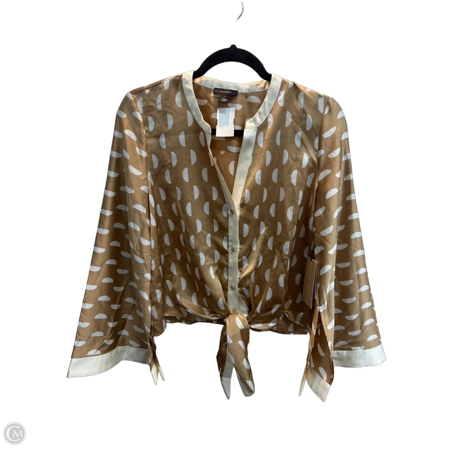 Blouse Long Sleeve By Halogen In Polkadot Pattern, Size: S