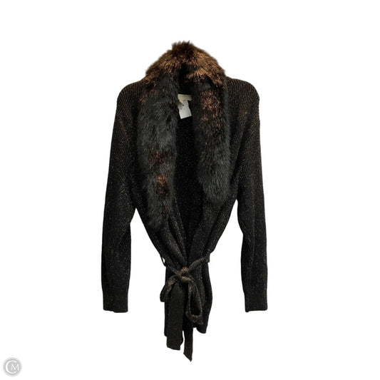 Sweater Cardigan By Michael By Michael Kors In Black & Gold, Size: Xl