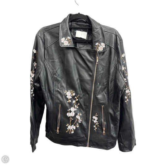 Jacket Moto By Clothes Mentor In Black, Size: Xxl