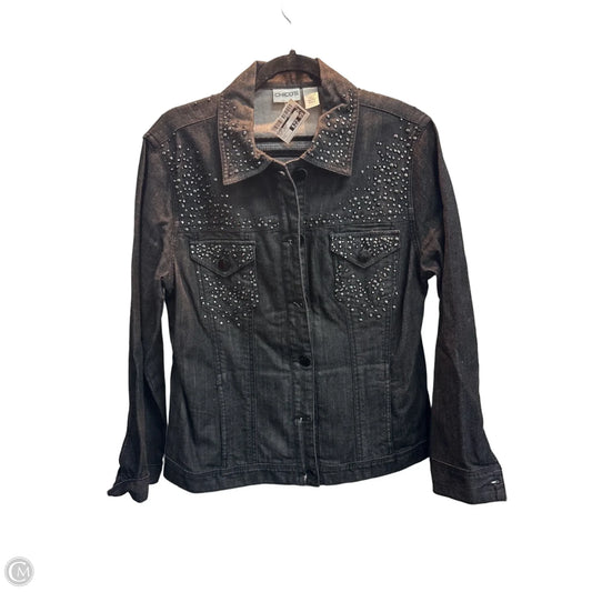 Jacket Denim By Chicos In Black Denim, Size: L