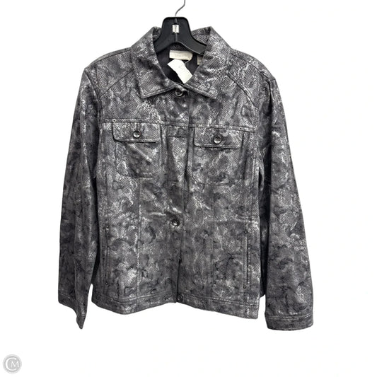 Jacket Denim By Chicos In Snakeskin Print, Size: L