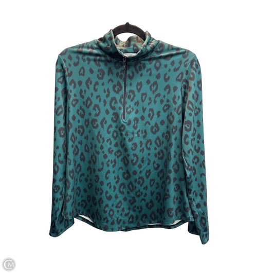 Athletic Top Long Sleeve Collar By Chicos In Leopard Print, Size: M