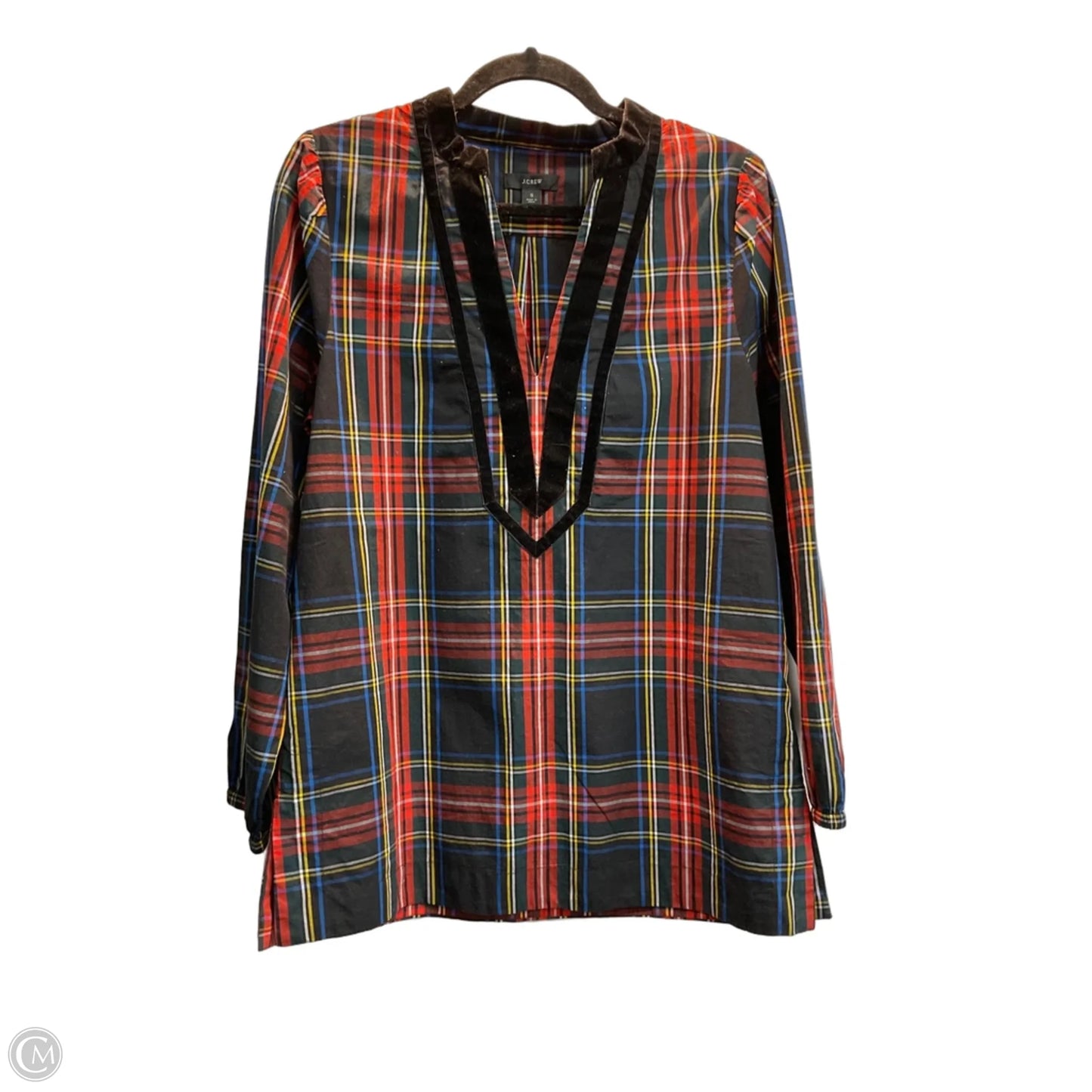 Blouse Long Sleeve By J. Crew In Plaid Pattern, Size: S