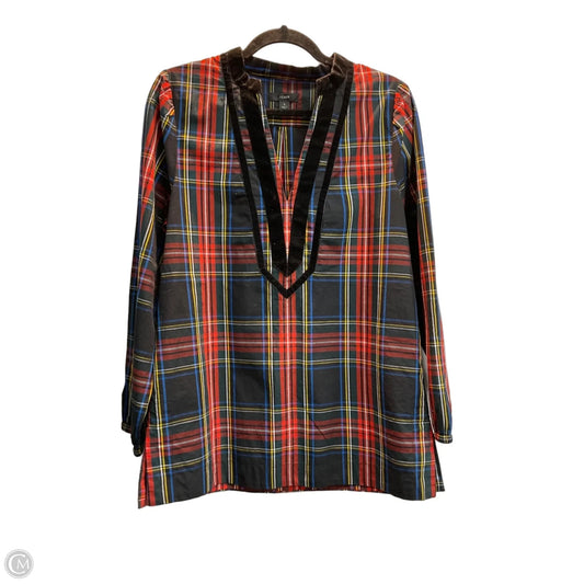 Blouse Long Sleeve By J. Crew In Plaid Pattern, Size: S