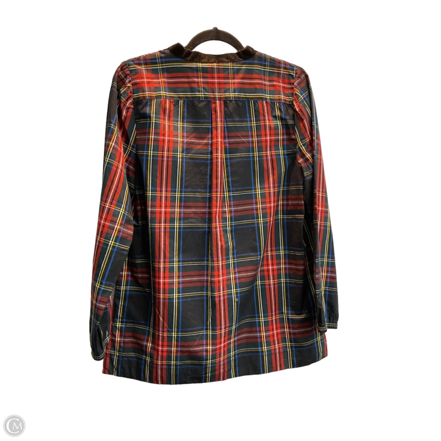 Blouse Long Sleeve By J. Crew In Plaid Pattern, Size: S