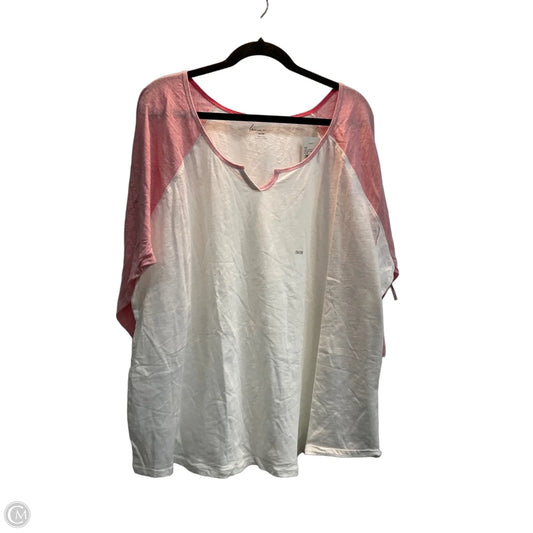 Top 3/4 Sleeve Basic By Lane Bryant In Pink & White, Size: 4x