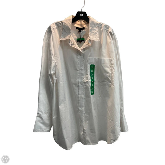 Blouse Long Sleeve By Banana Republic In White, Size: Xl