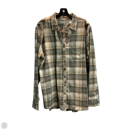 Top Long Sleeve By Weatherproof In Plaid Pattern, Size: Xl