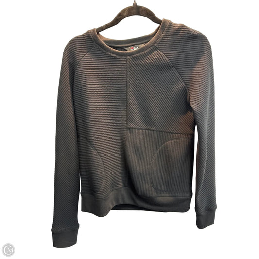 Athletic Top Long Sleeve Collar By Fila In Black, Size: Xs