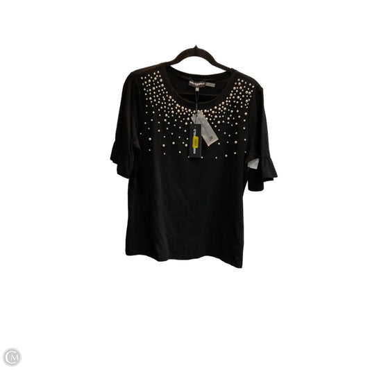 Top Short Sleeve Designer By Karl Lagerfeld In Black, Size: M