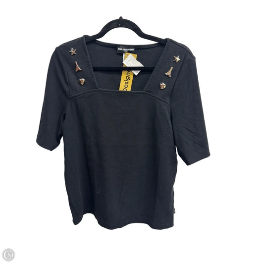 Top Short Sleeve Designer By Karl Lagerfeld In Black, Size: Xl