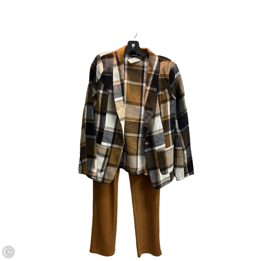 Pants Set 2pc By Chicme In Plaid Pattern, Size: L