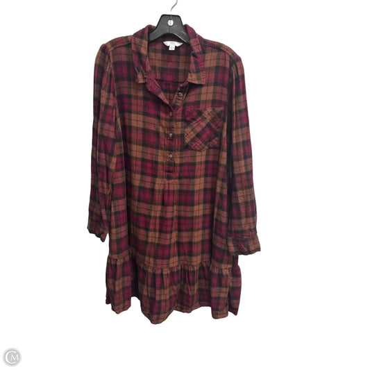 Dress Sweater By Time And Tru In Plaid Pattern, Size: L