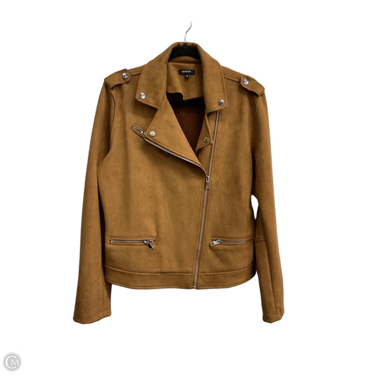 Jacket Moto By Clothes Mentor In Brown, Size: Xl