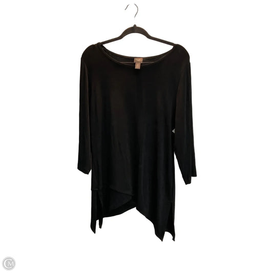 Top 3/4 Sleeve By Chicos In Black, Size: L