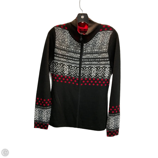 Sweater Cardigan By Icelandic Design In Black & Red, Size: M
