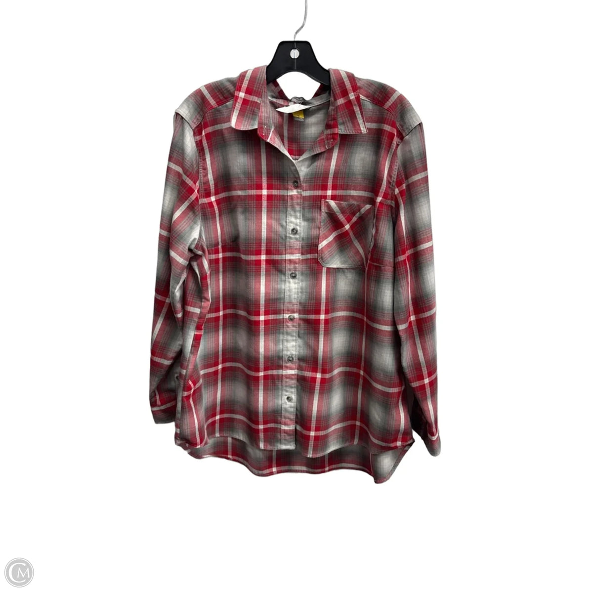 Top Long Sleeve By Eddie Bauer In Plaid Pattern, Size: 2x
