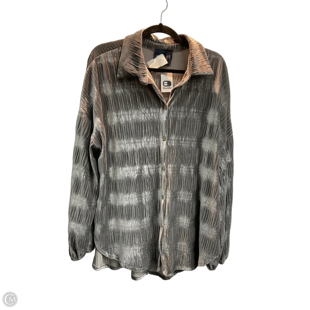 Top Long Sleeve By Daytrip In Silver, Size: L