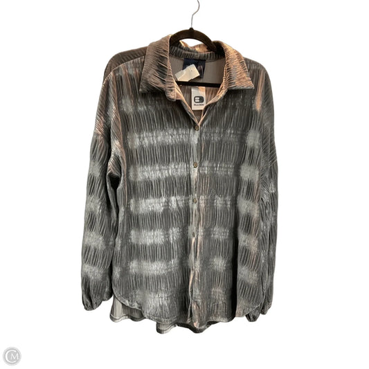 Top Long Sleeve By Daytrip In Silver, Size: L