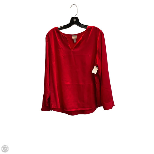 Blouse Long Sleeve By Chicos In Red, Size: L