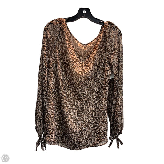Blouse Long Sleeve By White House Black Market In Animal Print, Size: L
