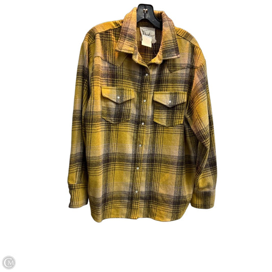 Jacket Shirt By Fantastic Fawn In Plaid Pattern, Size: L
