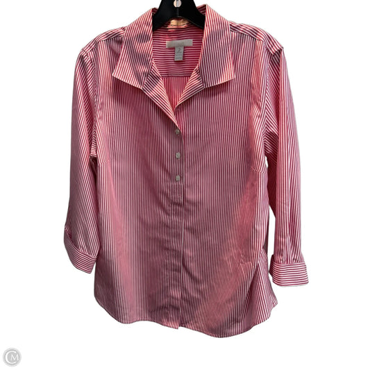 Blouse Long Sleeve By Chicos In Striped Pattern, Size: L