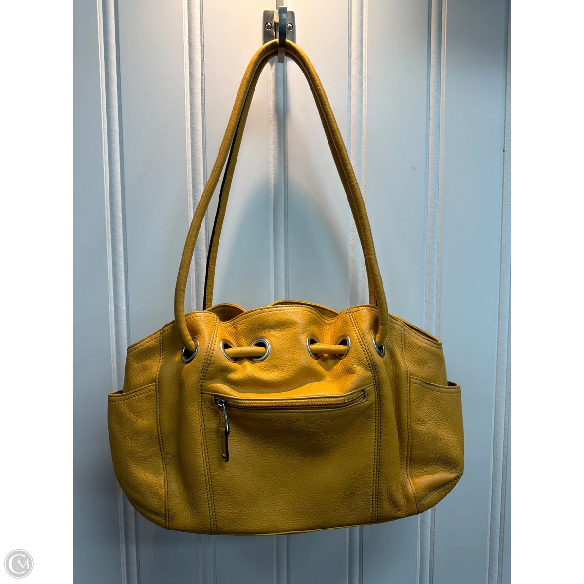 Handbag Leather By Tianello, Size: Medium