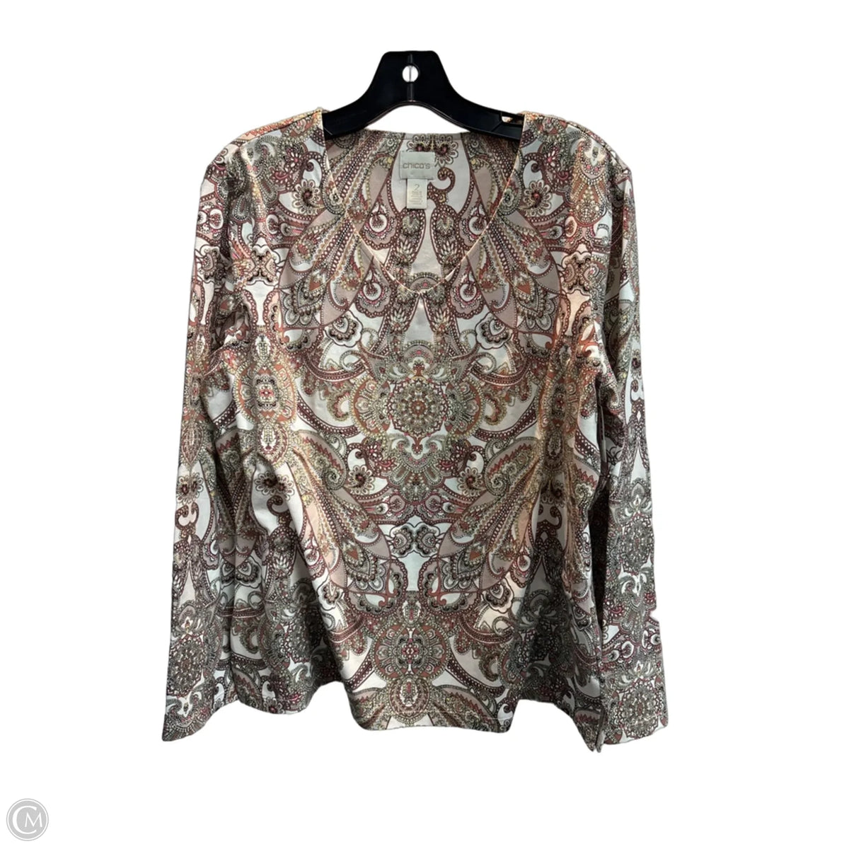 Top Long Sleeve Basic By Chicos In Paisley Print, Size: L