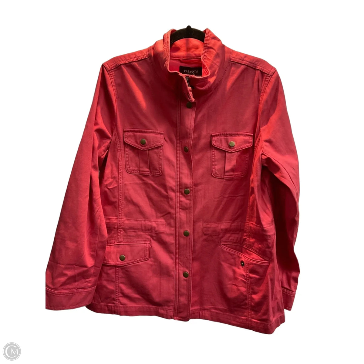 Jacket Utility By Talbots In Pink Denim, Size: L