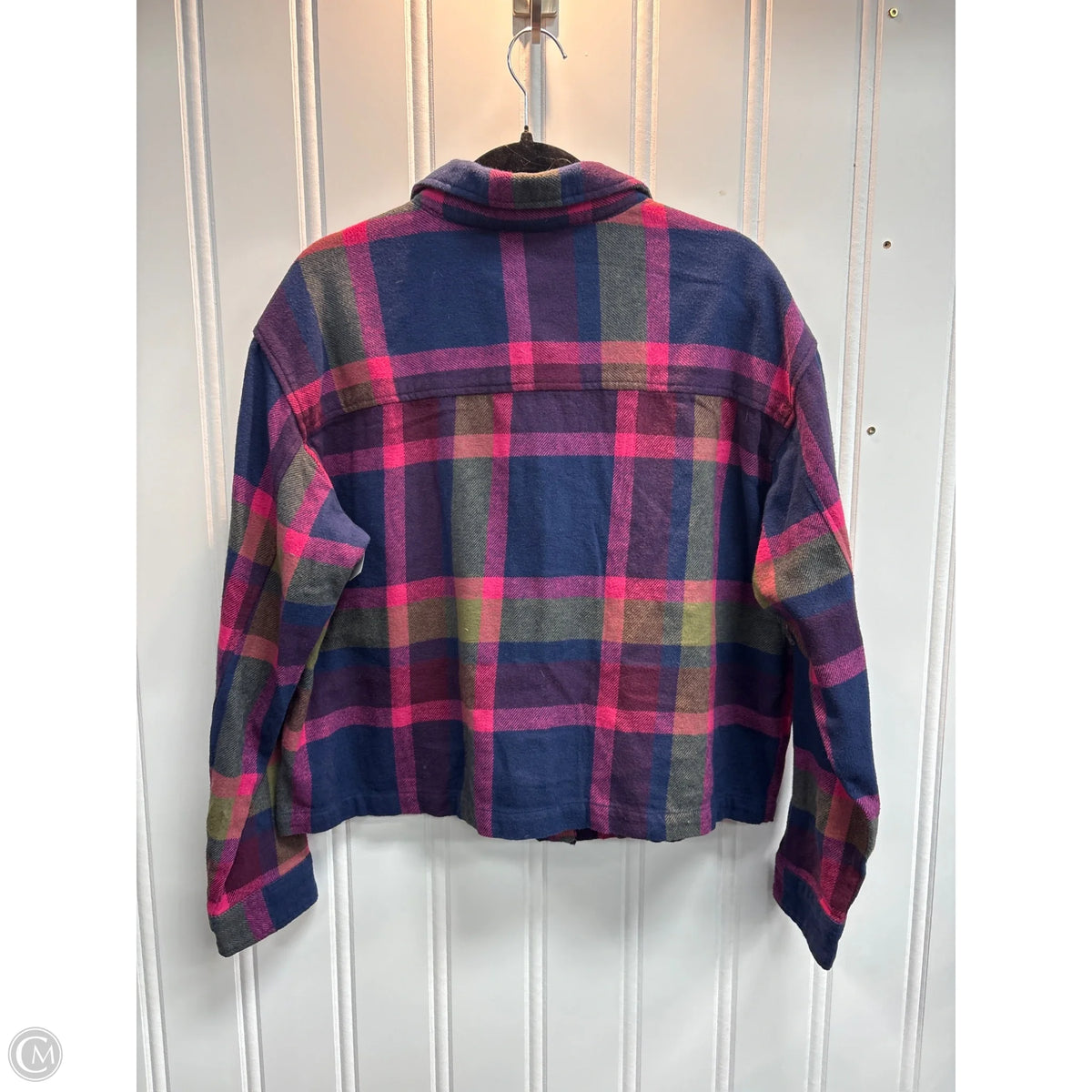Jacket Shirt By Beachlunchlounge In Plaid Pattern, Size: L