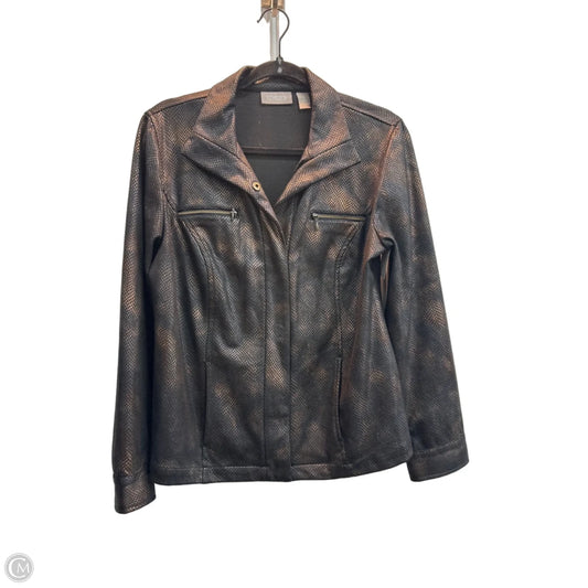 Jacket Moto By Chicos In Snakeskin Print, Size: M