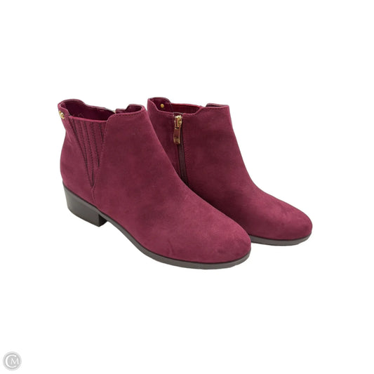 Boots Ankle Flats By Liz Claiborne In Maroon, Size: 7.5