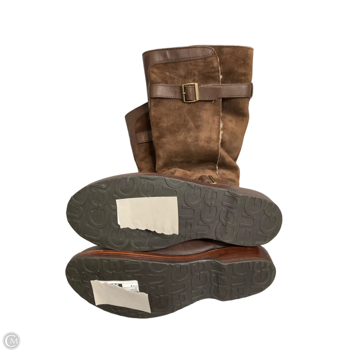 Boots Designer By Ugg In Brown, Size: 9
