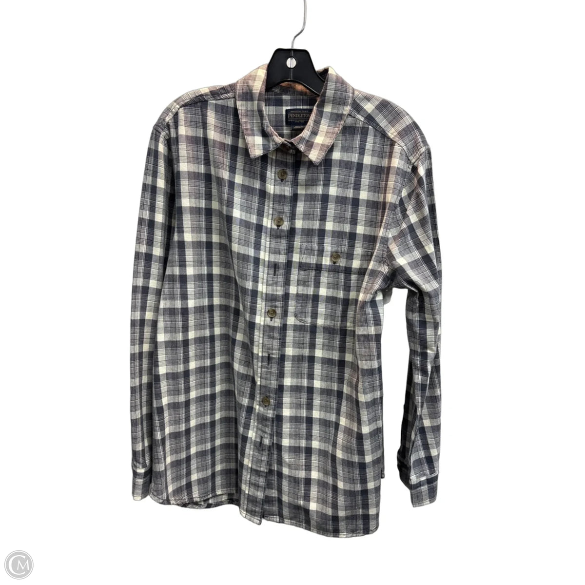 Blouse Long Sleeve By Pendleton In Plaid Pattern, Size: L