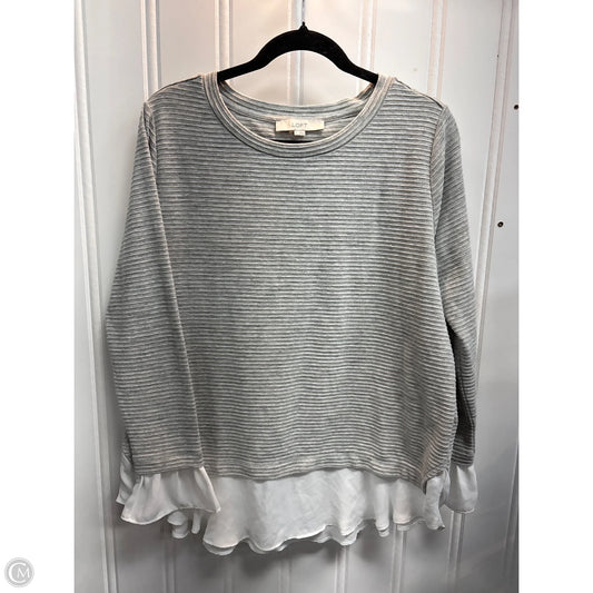 Top Long Sleeve By Loft In Grey, Size: L