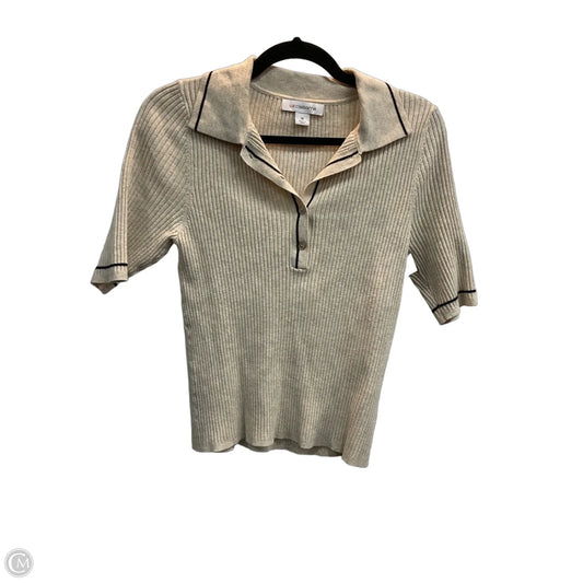 Sweater Short Sleeve By Liz Claiborne In Tan, Size: M