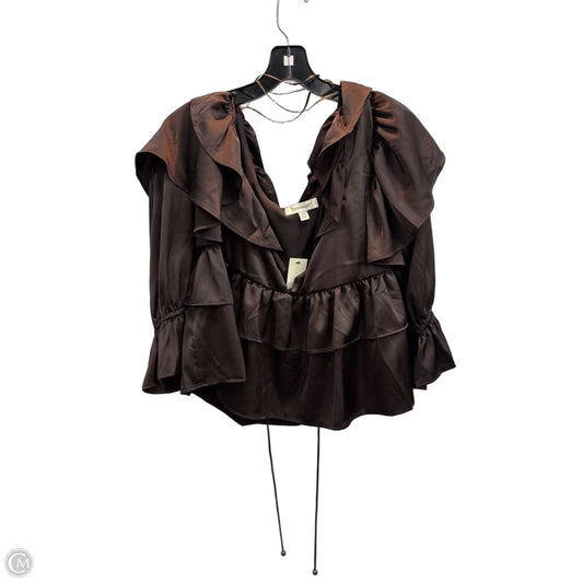 Blouse Long Sleeve By Francesca’s In Brown, Size: M