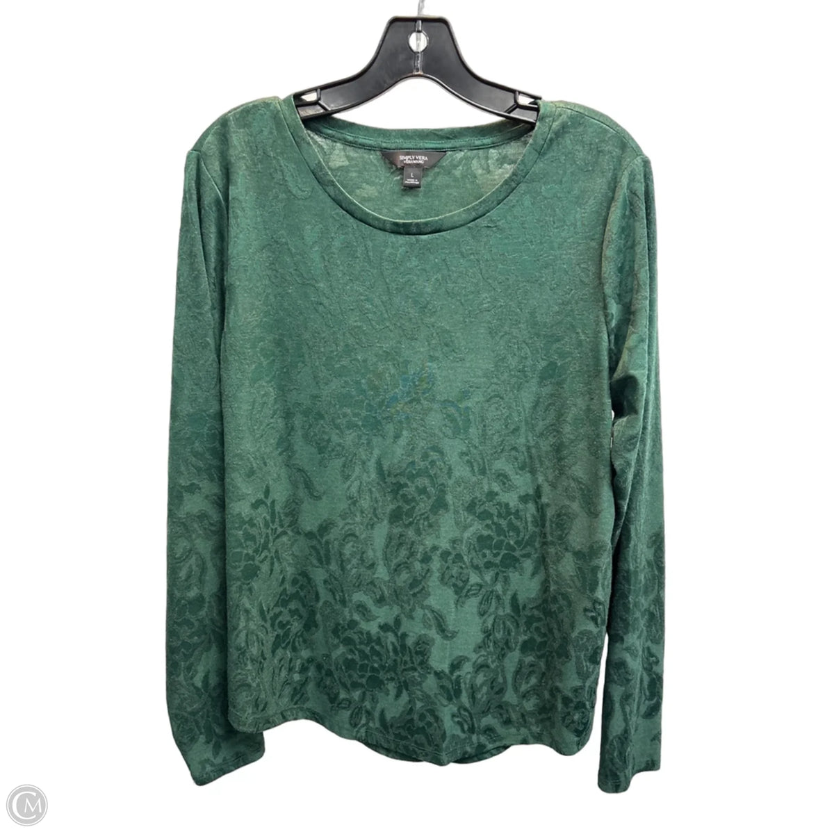 Top Long Sleeve Basic By Simply Vera In Green, Size: L