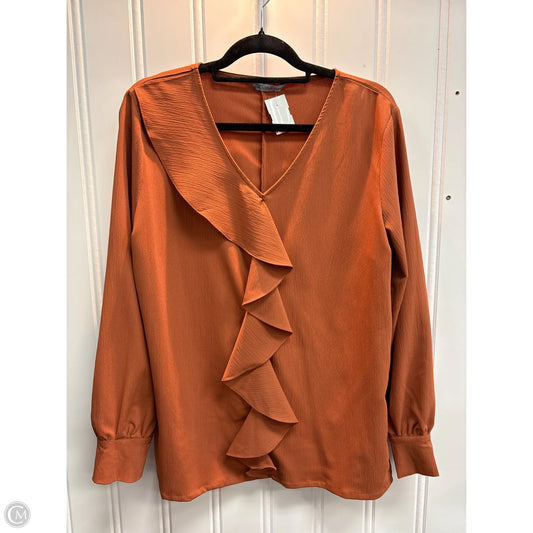 Blouse Long Sleeve By Arianna In Orange, Size: L