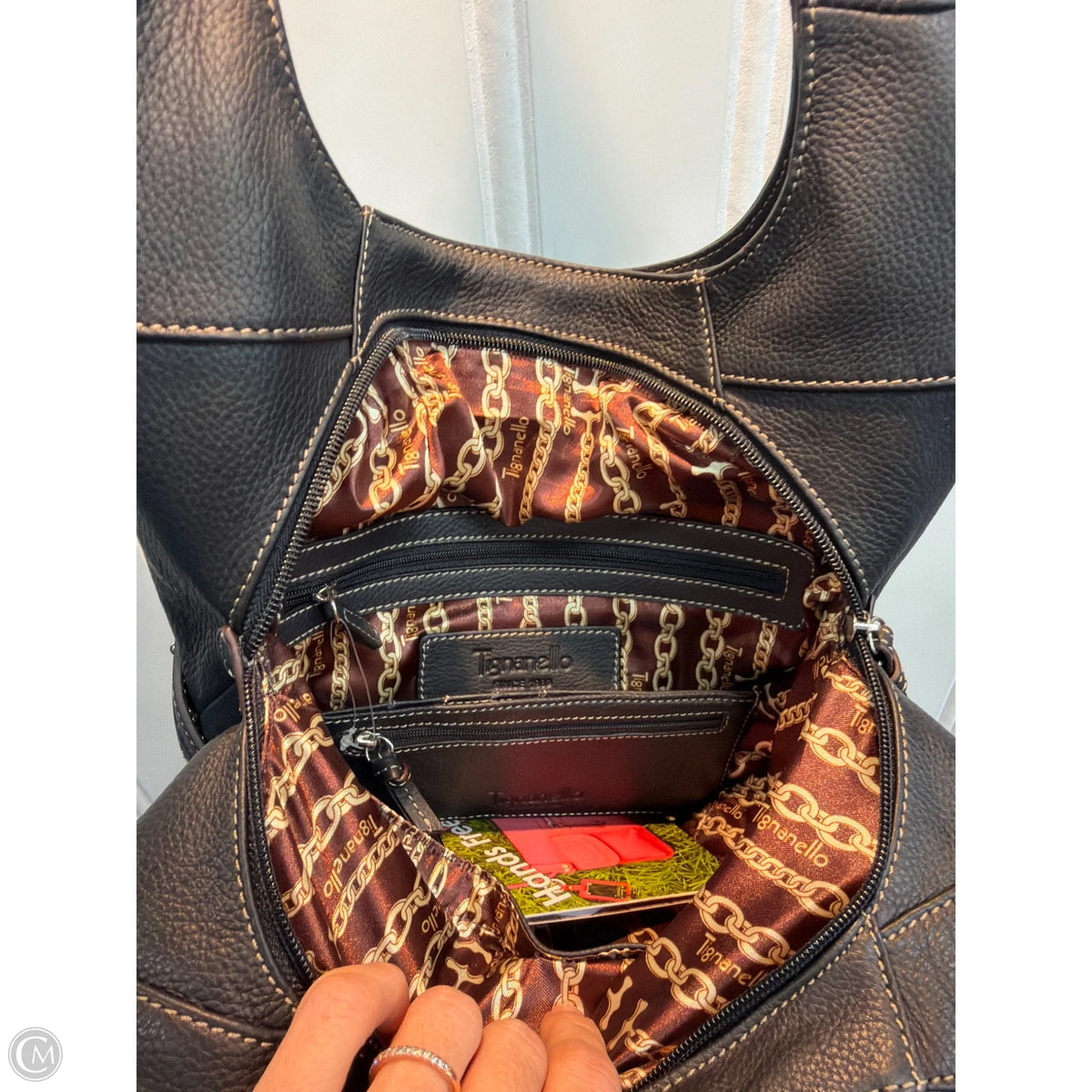 Handbag Leather By Tianello, Size: Medium
